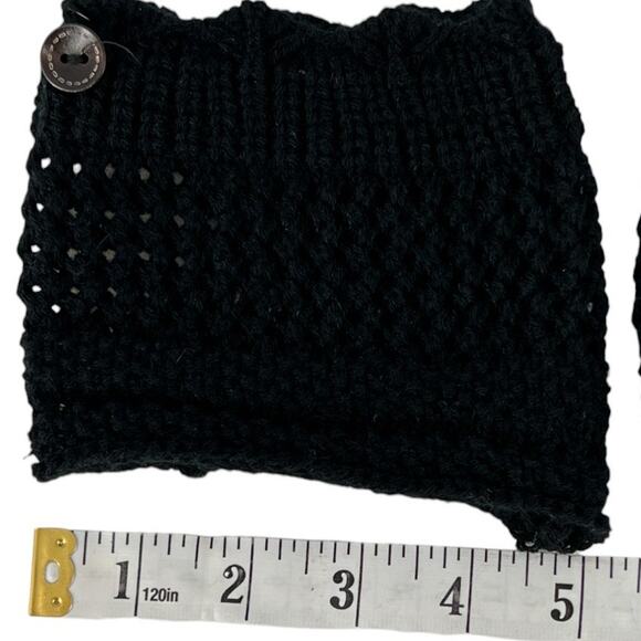 Boot Cuff Topper Sweater Two Button Black Crochet Lace - Picture 7 of 8